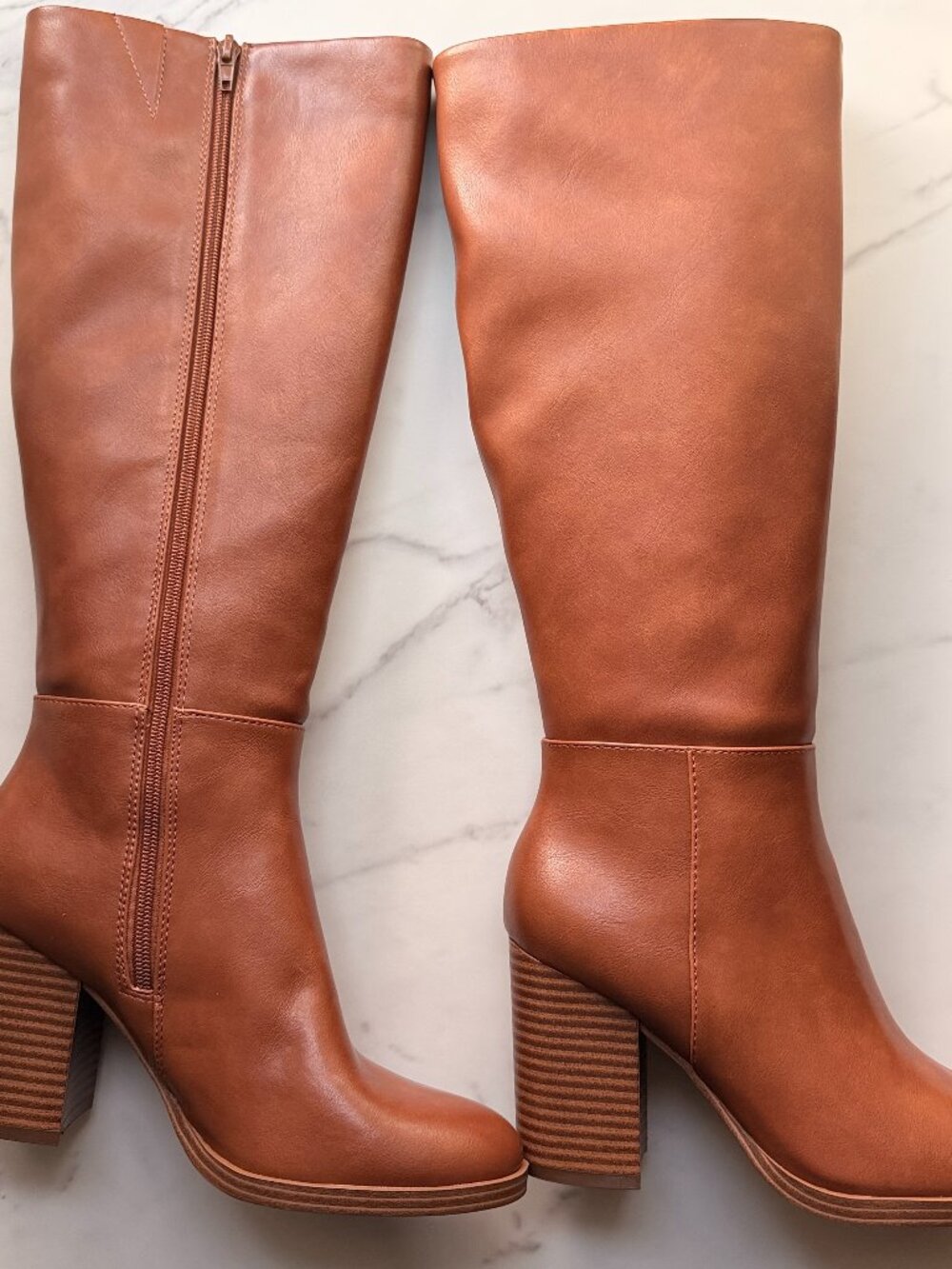 Unisa Unlanna-J Knee High Women’s Boots Sz 8 Cognac Brown Block Heel Retail $115